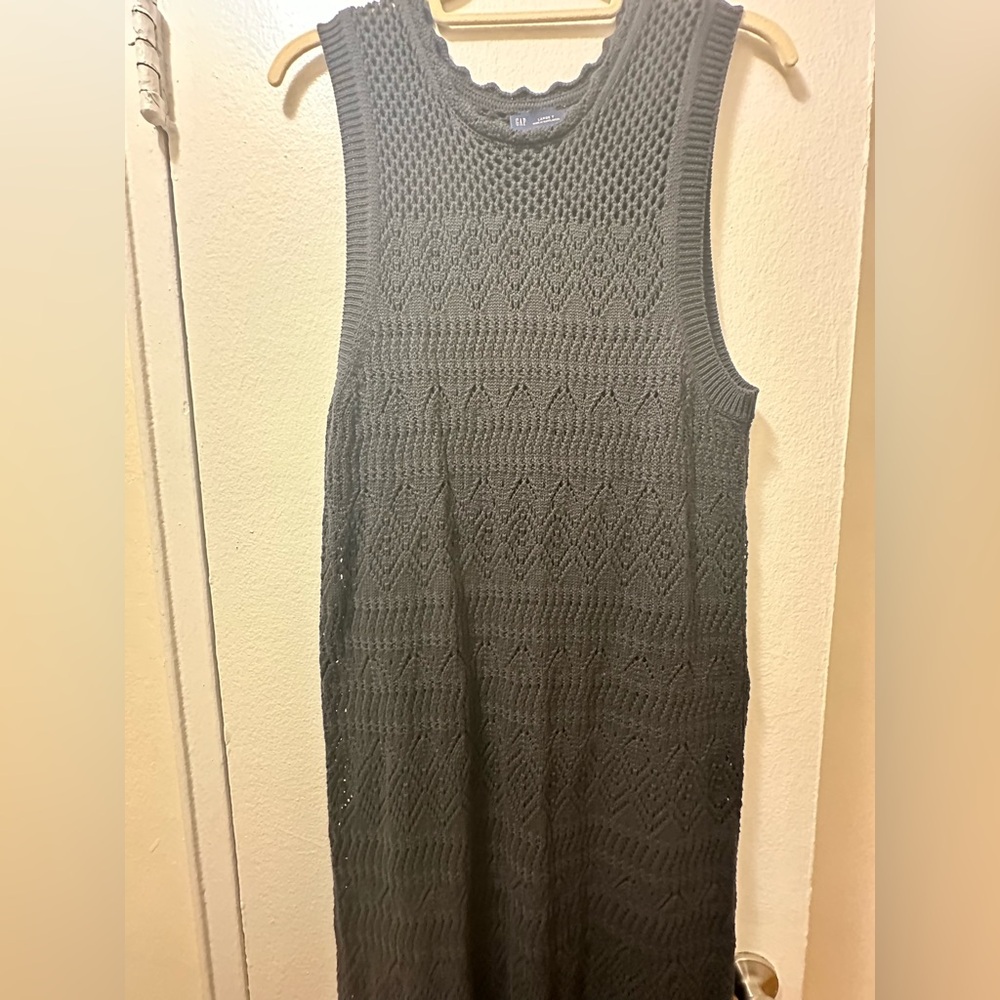 GAP Knit Crochet Black Midi Dress